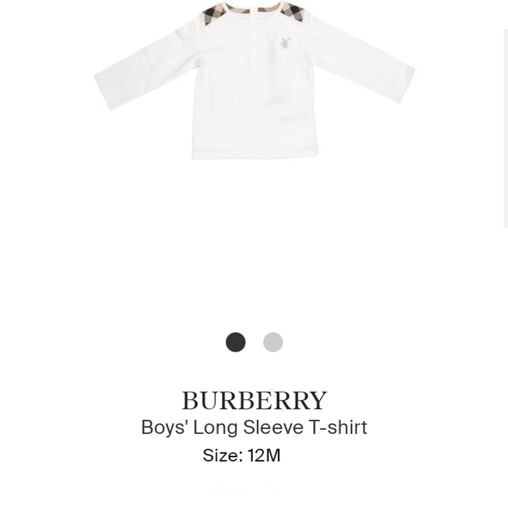 BURBERRY Infant Boys Check-shoulder 100% cotton Longsleeve 12m - Picture 3 of 4